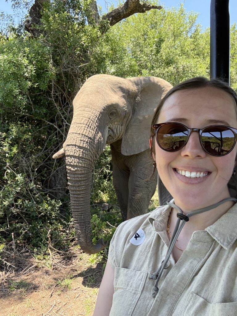 Image of Kathryn with an elephant