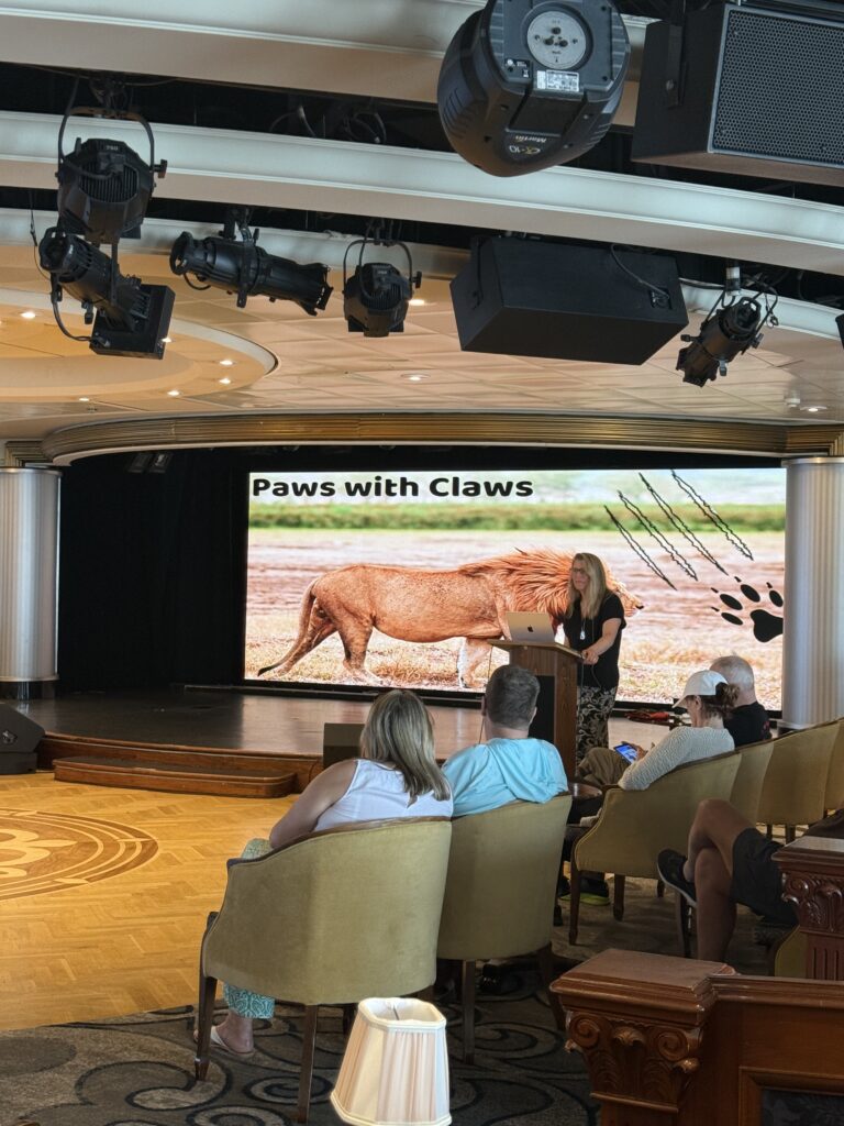 Image of Dr. Matzek giving her "Paws with Claws" talk