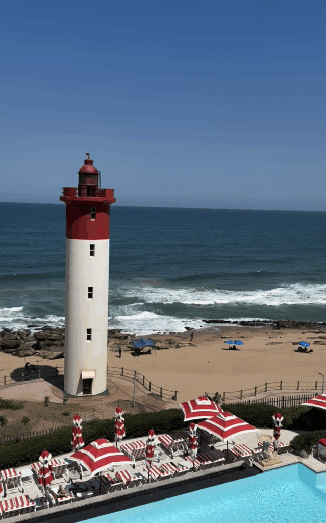 Image of a lighthouse along the coast in Durban, South Africa