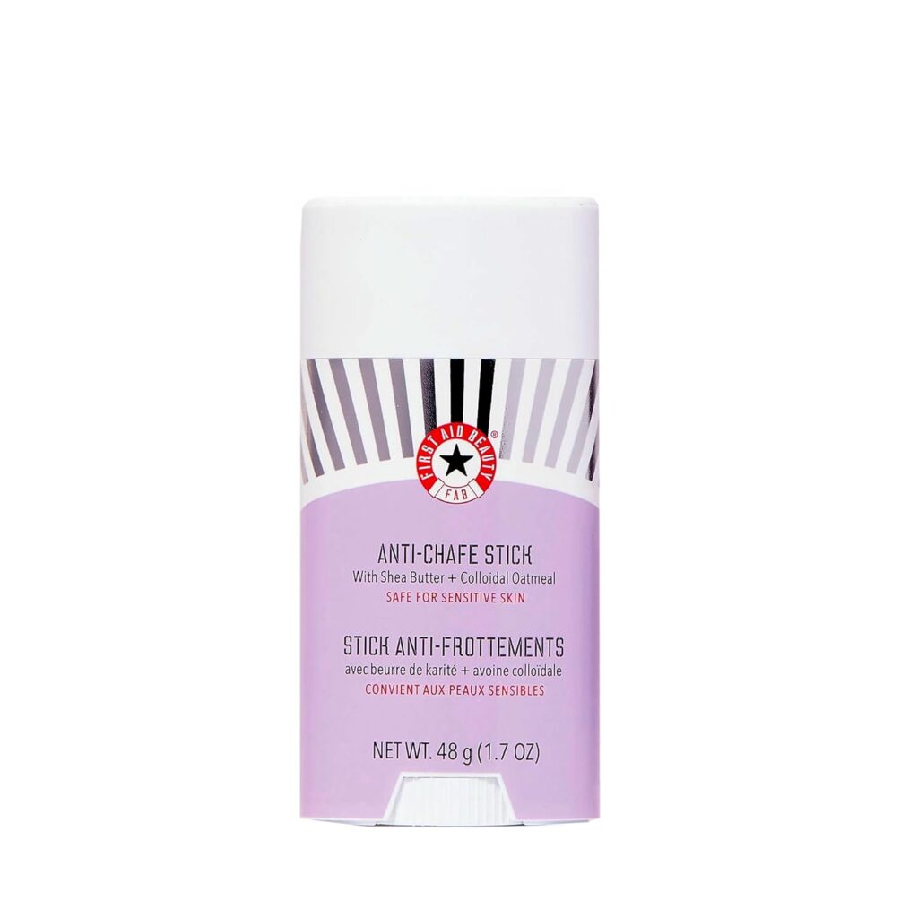 First Aid Beauty anti-chafe stick for travel - prevents thigh chafing during hot weather trips.