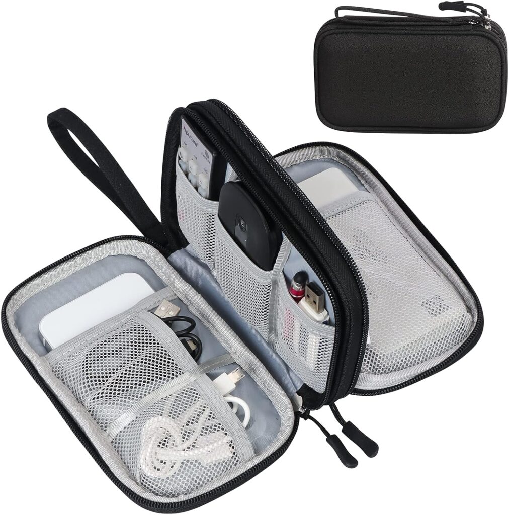 Travel cable organizer pouch - electronics accessories storage case for chargers and adapters. amazon prime day travel essentials 2025