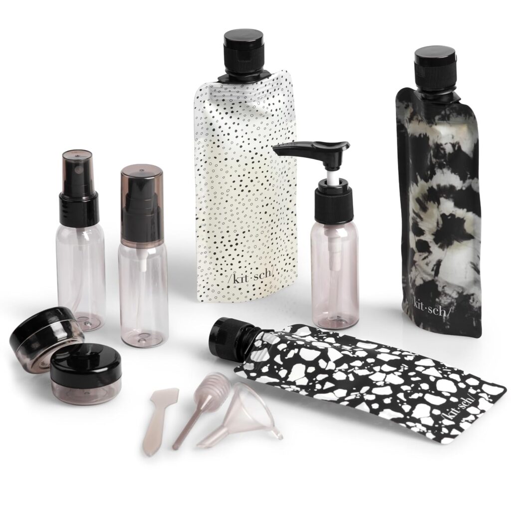 TSA-approved silicone travel bottles set - leak-proof toiletry containers for carry-on luggage. amazon prime day travel essentials 2025.
