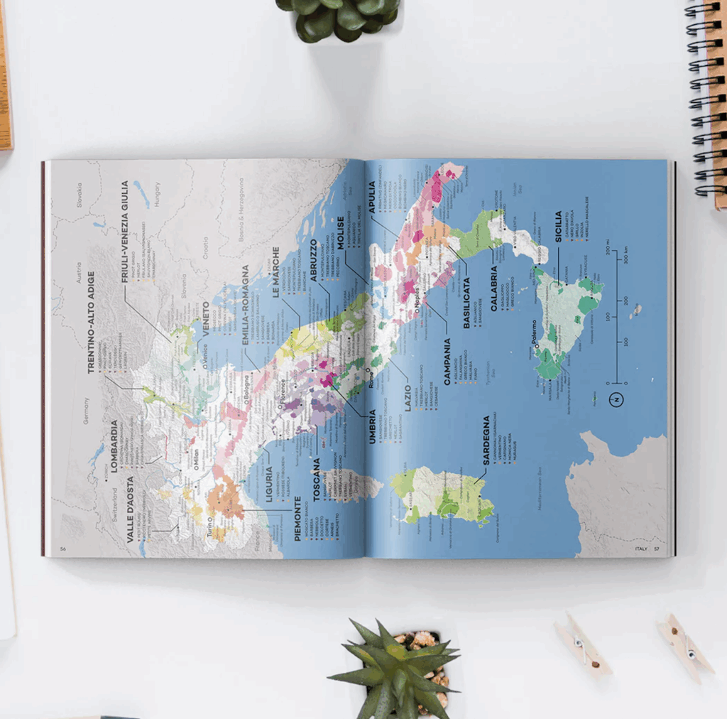 Wine Folly Italy wine region map showing appellations and grape varieties, ideal gift for wine travelers