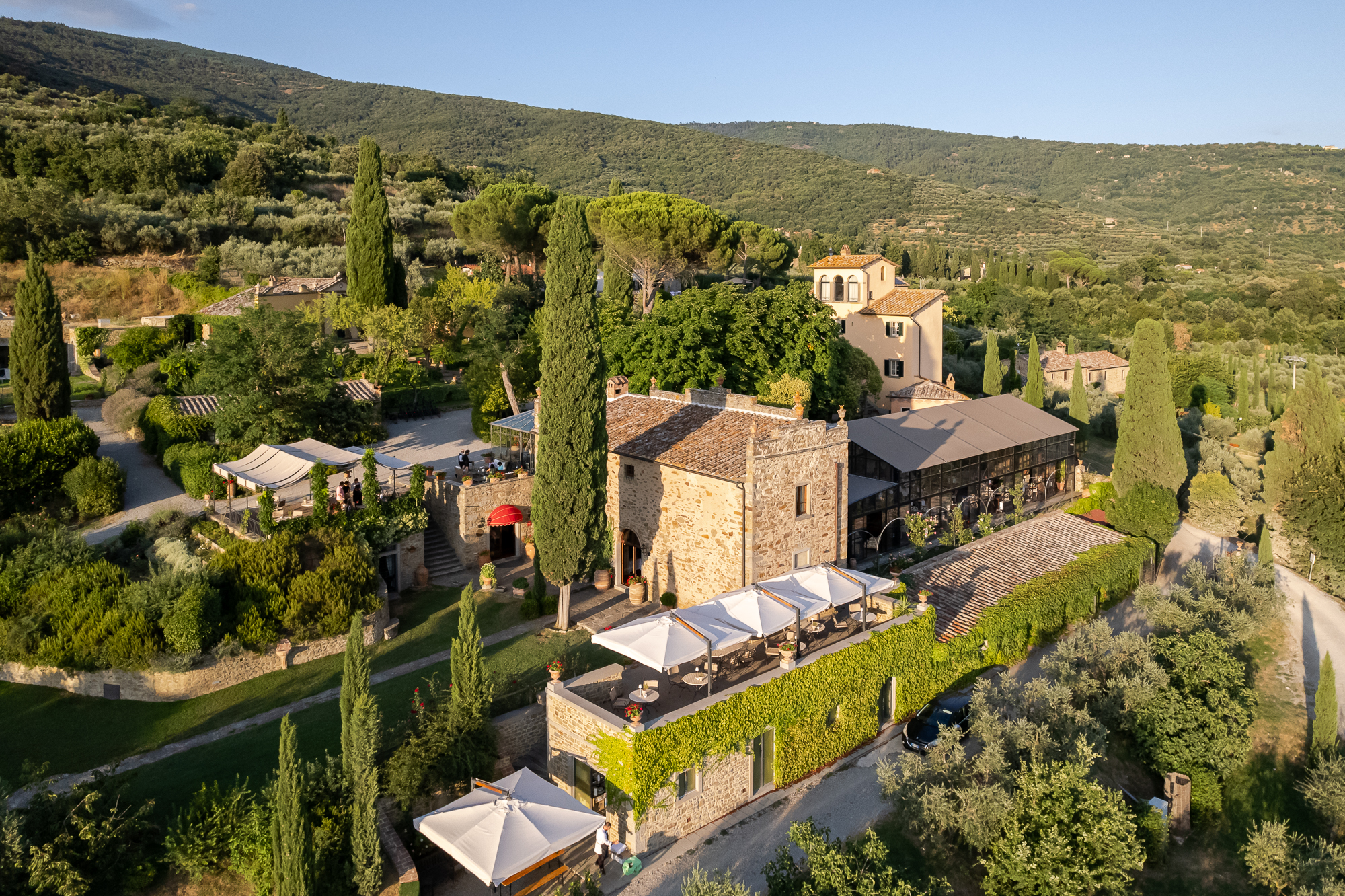 Baracchi winery aerial view cortona tuscany