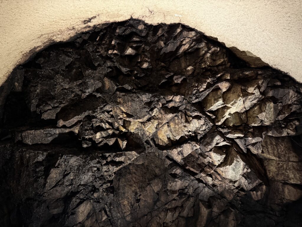 Granite rock core showing the soil composition beneath the vineyards at Lost Mountain Vineyards in Virginia.